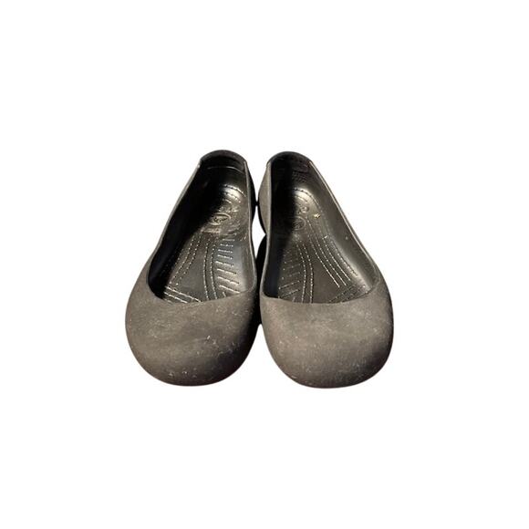 Crocs Black faux suede ballet shoes flats women's size 5 - Picture 2 of 6